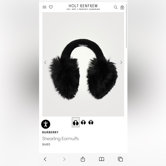Burberry Black Fur Earmuffs - Picture 3 of 7